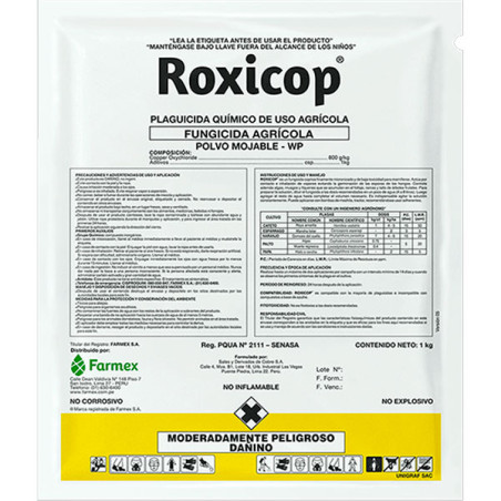 Roxicop 25Kg, Oxicloruro de Cobre Fungicida Preventivo, Farmex