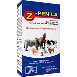 Z Pen LA 50ml, Penicilina Estreptomicina Antibiotico Amplio Espectro Inyectable, Farbio
