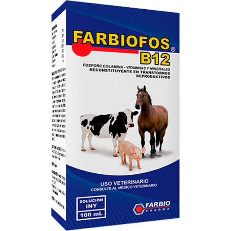Farbiofos-B12 100ml, Reconstituyente Vitaminas Minerales Inyectable, Farbio