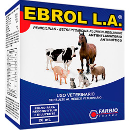 Ebrol LA 20ml, Antibiotico Antiinflamatorio Administracion Intramuscular, Farbio