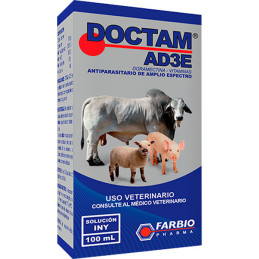 Doctam AD3E 50ml, Doramectina Vitaminas Antiparasitario Amplio Espectro Inyectable, Farbio
