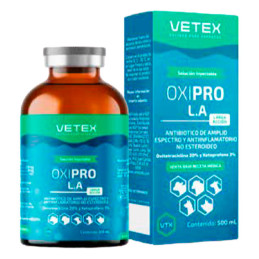 Oxipro L.A 20ml, Oxitetraciclina Base Ketoprofeno Antibiotico Amplio Espectro Inyectable, Vetex
