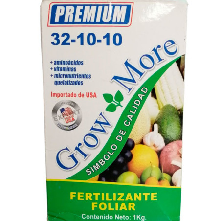Grow More 32-10-10 1Kg, NPK Micronutrientes Aminoacidos Vitaminas Fertilizante Foliar Polvo Cristalizado, Conagra