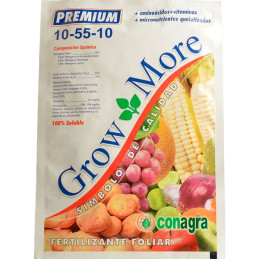 Grow More 10-55-10 1Kg, NPK Micronutrientes Aminoacidos Vitaminas Fertilizante Foliar Polvo Cristalizado, Conagra