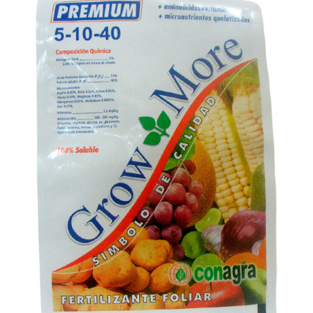 Grow More 5-10-40 1Kg, NPK Micronutrientes Aminoacidos Vitaminas Fertilizante Foliar Polvo Cristalizado, Conagra
