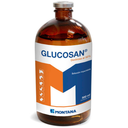 Glucosan 500ml, Dextrosa Reconstituyente Vitaminico Inyectable Cetosis Vacunos, Montana