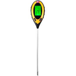Medidor pH Multifuncional para Suelo 4 en 1 Luz Humedad pH Temperatura, Bateria 9V, SR300B
