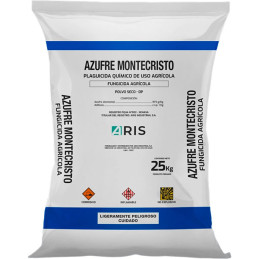 Azufre Montecristo 25Kg, Azufre Polvo Seco Fungicida Agricola Accion Acarinsecticida, ARIS