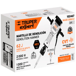 Martillos Demoledores 2000W HEX 1-1/8" 62J CVT Expert Truper 102467