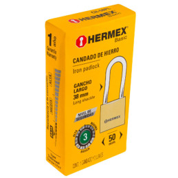 Candados 50mm S3 Hierro GanchoLargo Hermex 27072