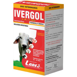 Ivergol LA 1.3% 10ml Caja x 24und Ivermectina Antiparasitario Amplio Espectro Inyectable, Labet