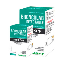 Broncolab 10ml Pack x 24und Doxiciclina Tilosina tartrato Bromhexina Antibiotico Inyectable, Labet