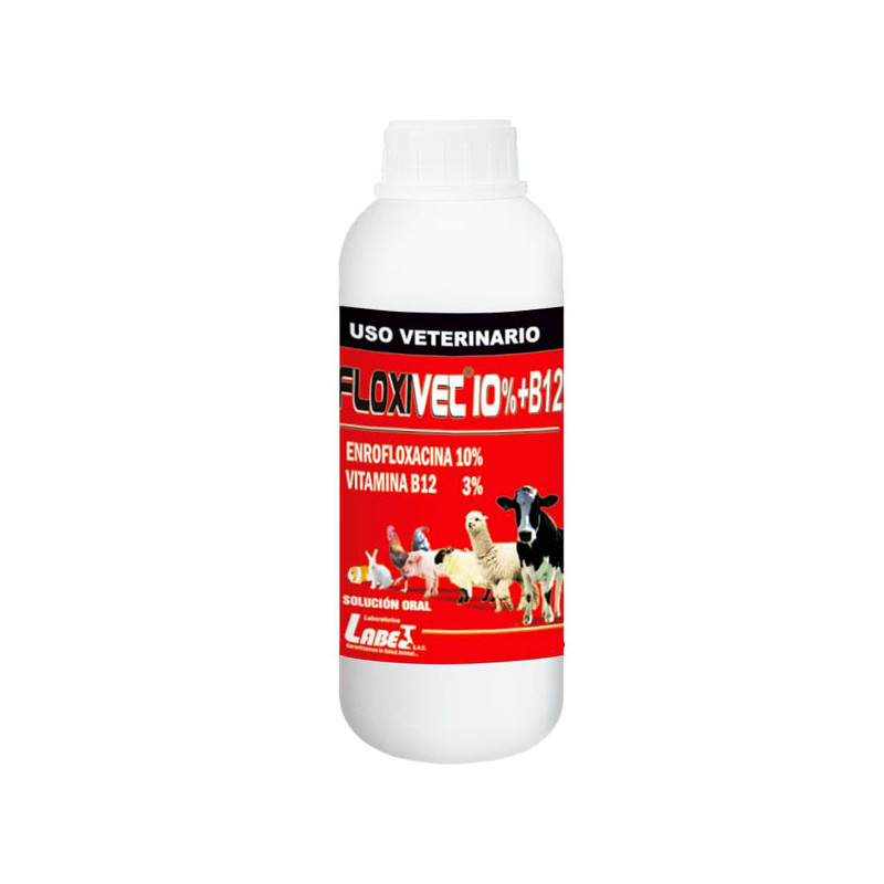  Floxivet 10%+B12 1L Enrofloxacina Cianocobalamina Antibiotico Sol Oral, Labet 70.338983 Floxivet 10%+B12 1L Enrofloxacina Ciano