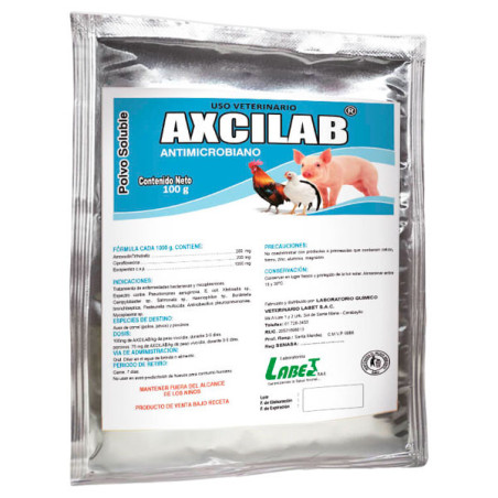 Axcilab 100gr Amoxicilina thihidrato Ciprofloxacina Antibiotico Polvo Soluble, Labet 23.728814 Axcilab 100gr Amoxicilina thihid