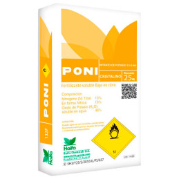 Nitrato de Potasio 25Kg PONI 13-0-46 Fertilizante Cristalizado Soluble, Haifa