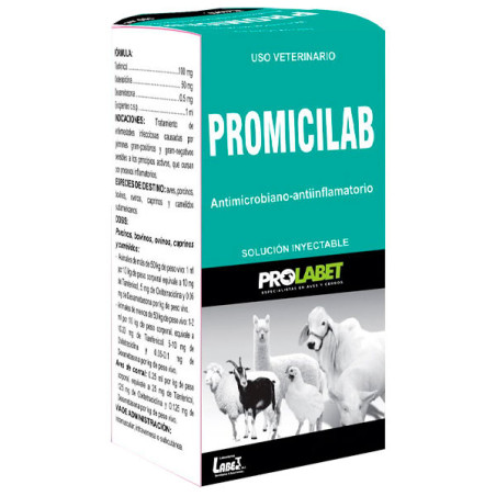  Promicilab 500ml Tianfenicol Oxitetraciclina Dexametasona Antibiotico Inyectable, Labet 159.322034 Promicilab 500ml Tianfenicol