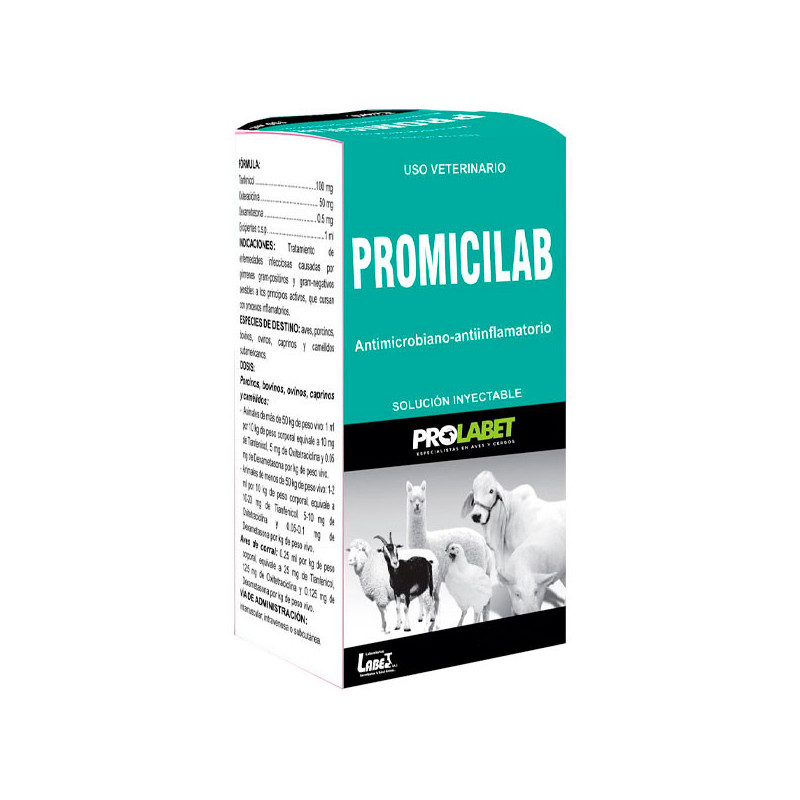  Promicilab 250ml Tianfenicol Oxitetraciclina Dexametasona Antibiotico Inyectable, Labet 88.135593 Promicilab 250ml Tianfenicol 