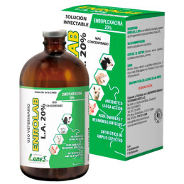 Enrolab LA 20% 100ml Enrofloxacina Antibiotico Inyectable, Labet