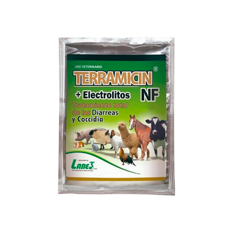  Terramicin NF 100gr Oxitetraciclina+ELECTROLITOS Antibiotico Antidiarrea Polvo Soluble, Labet 24.576271 Terramicin NF 100gr Oxi