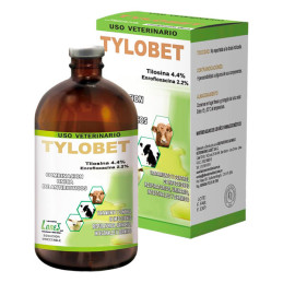 Tylobet 100ml Tilosina tartrato Enrofloxacina Antibiotico Inyectable, Labet