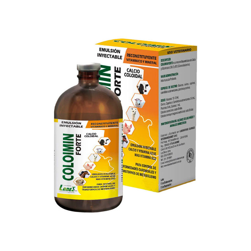 Coloimin Forte 20ml Calcio Coloidal Reconstituyente Vitaminico Inyectable, Labet 17.79661 Coloimin Forte 20ml Calcio Coloidal R