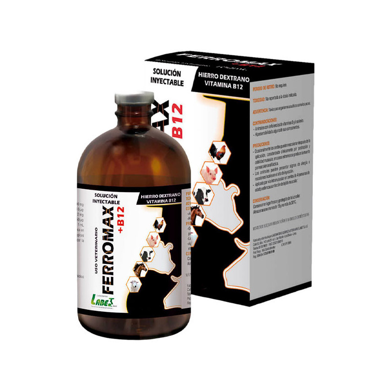  Ferromax+B12 100ml Hierro Dextrano Reconstituyente Vitaminico Inyectable, Labet 32.20339 Ferromax+B12 100ml Hierro Dextrano Rec