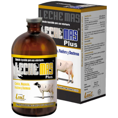 LecheMas Plus 500ml Borogluconato CaMg Reconstituyente Mineral Vitaminico Inyectable, Labet 32.20339 LecheMas Plus 500ml Borogl