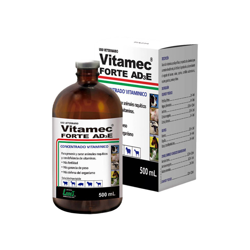  Vitamec Forte AD3E 500ml Concentrado Vitaminico Inyectable, Labet 192.372881 Vitamec Forte AD3E 500ml Concentrado Vitaminico In