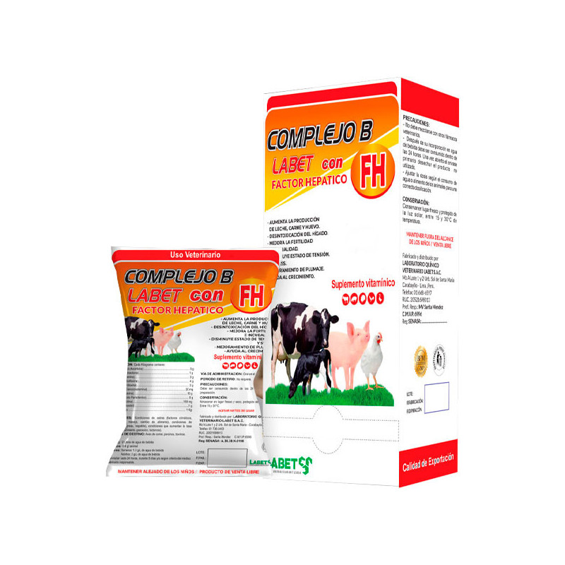 Complejo B con FH 10gr Caja x 50Sobres Suplemento Vitaminico FactorHepatico Polvo Soluble, Labet 71.186441 Complejo B con FH 10 Complejo B con FH 10gr Caja x 50Sobres Suplemento Vitaminico FactorHepatico Polvo Soluble, Labet 71.186441 Complejo B con FH 10