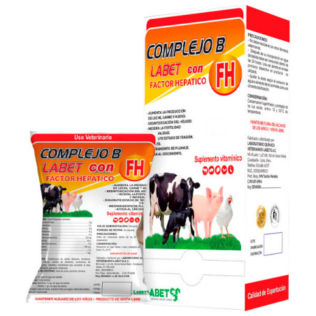 Complejo B con FH 10gr Caja x 50Sobres Suplemento Vitaminico FactorHepatico Polvo Soluble, Labet 71.186441 Complejo B con FH 10