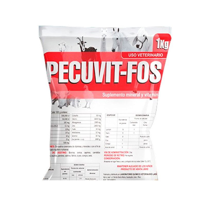  Pecuvit FOS 1Kg Suplemento Vitaminico Sales Minerales Nutricion Animal Polvo Soluble, Labet 32.20339 Pecuvit FOS 1Kg Suplemento