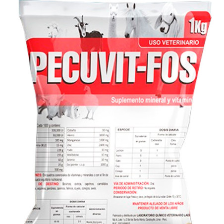  Pecuvit FOS 1Kg Suplemento Vitaminico Sales Minerales Nutricion Animal Polvo Soluble, Labet 32.20339 Pecuvit FOS 1Kg Suplemento