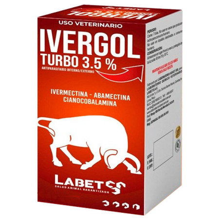  Ivergol Turbo 3.5% 250ml Ivermectina Abamectina Cianocobalamina Antiparasitario Inyectable, Labet 80.508475 Ivergol Turbo 3.5% 