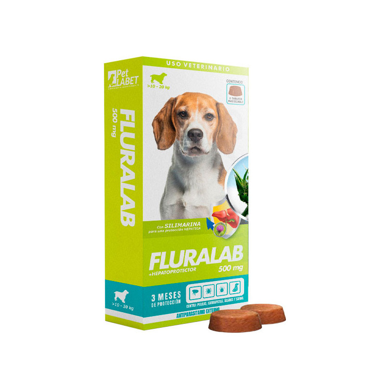  Fluralab 500mg Perros 10Kg a 20 Hepatoprotector Antipulgas Tableta Oral, Labet 98.305085 Fluralab 500mg Perros 10Kg a 20 Hepato