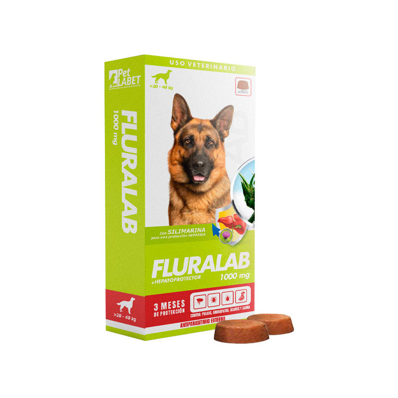  Fluralab 1000mg Perros 20Kg a 40 Hepatoprotector Antipulgas Tableta Oral, Labet 117.79661 Fluralab 1000mg Perros 20Kg a 40 Hepa