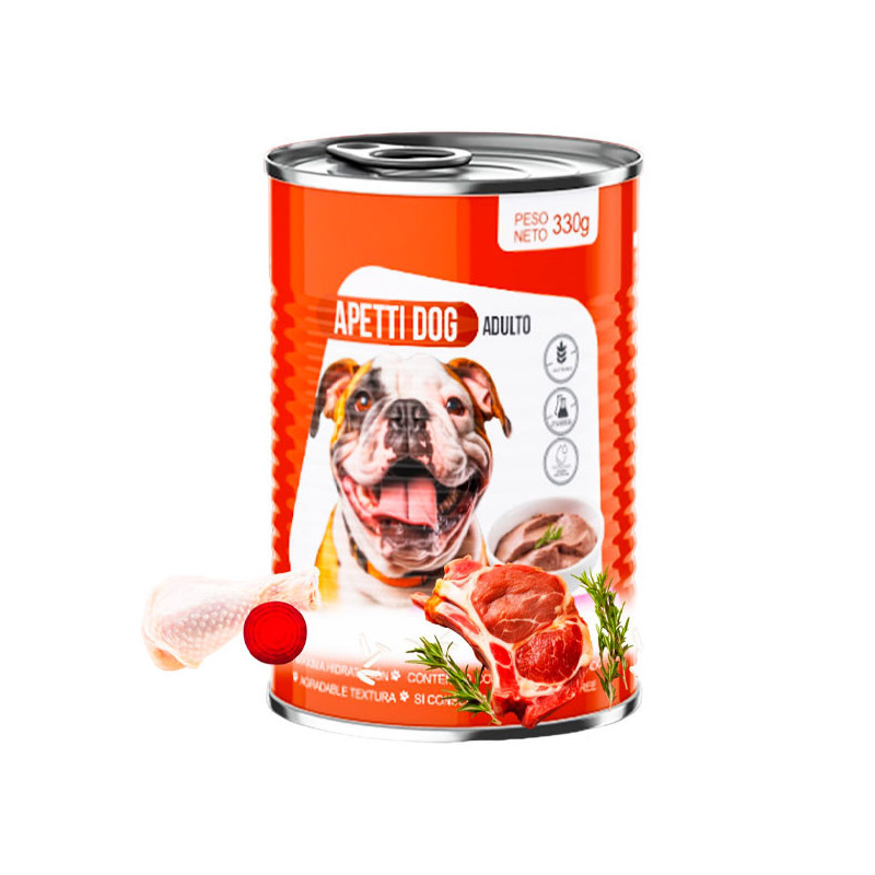  ApettiDog Adulto 330gr Pack Caja x 24Latas Pate Sabor Cordero Alimento Caninos, Labet 141.525424 ApettiDog Adulto 330gr Pack Ca
