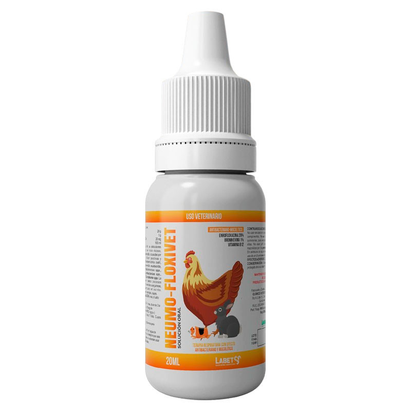  Neumo-Floxivet 20ml Pack x 24und Enrofloxacina Antibiotico Mucolitico, Labet 166.949153 Neumo-Floxivet 20ml Pack x 24und Enrofl