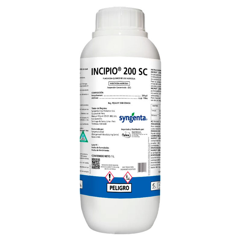  Incipio 1L Isocycloseram Insecticida Agricola Accion Contacto Ingestion, Syngenta 834.745763 Incipio 1L Isocycloseram Insectici