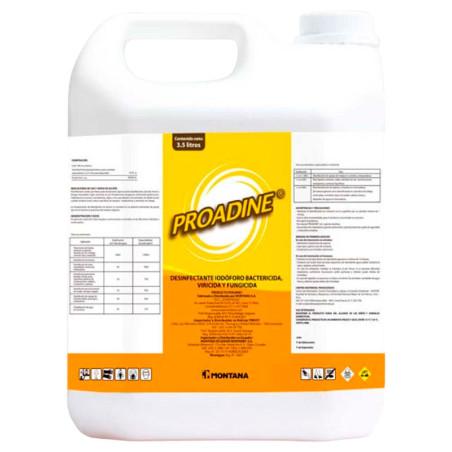  Proadine 3.5L Desinfectante Iodoforo Bactericida Viricida Fungicida Uso Veterinario, Montana 177.118644 Proadine 3.5L Desinfect