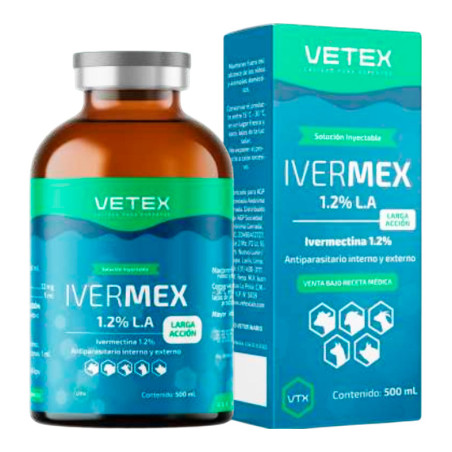  Ivermex 1.2% 500ml Ivermectina Antiparasitario Sol Inyectable, Vetex 58.474576 Ivermex 1.2% 500ml Ivermectina Antiparasitario S