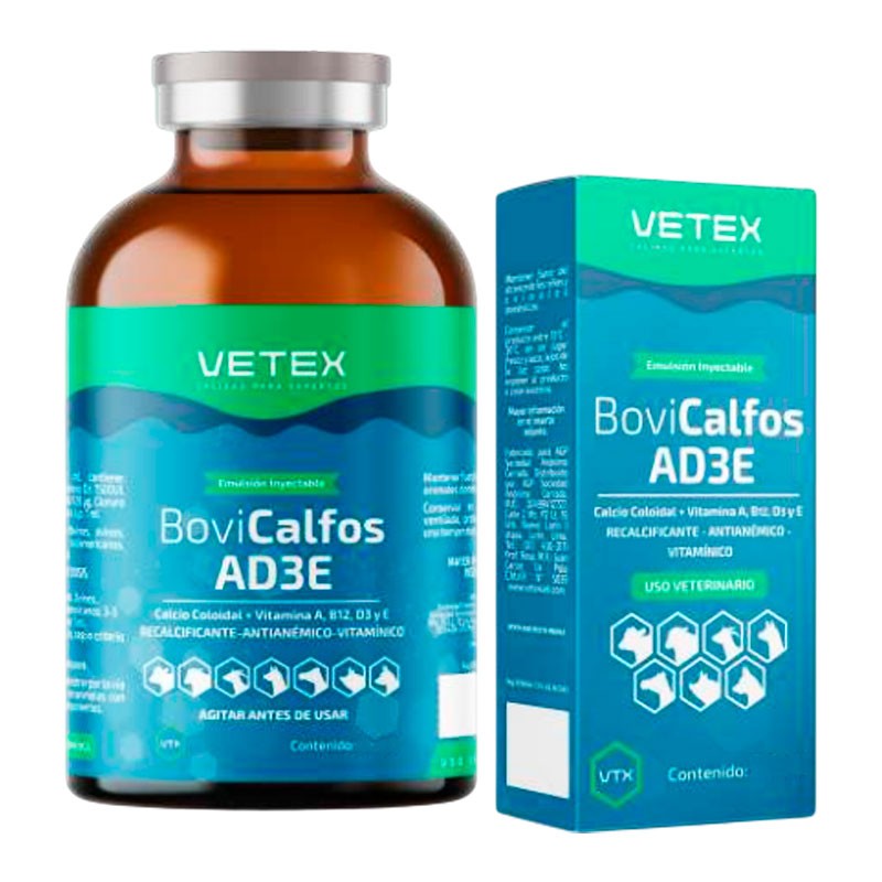  Bovicalfos AD3E 50ml Recalcificante Reconstituyente Vitaminico Emulsion Inyectable, Vetex 17.79661 Bovicalfos AD3E 50ml Recalci