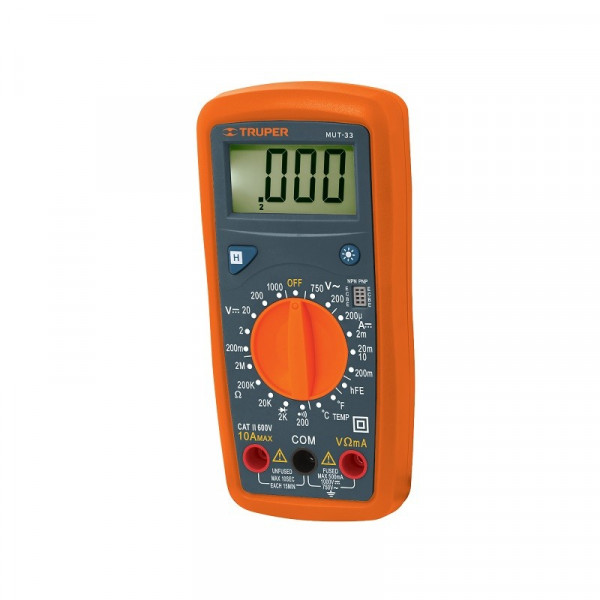 Pinza Amperimetrica Digital 600V 400A, Corriente Voltaje Resistencia  Temperatura, MUT-202 10404 Truper