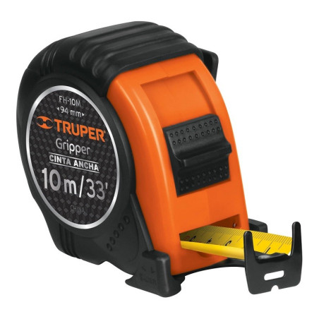  Wincha Flexometro Gripper 10 Metros, contra impacto TPR, cinta extra ancha, carcasa ABS, FH-10M 14582 Truper 40.677966 Wincha F
