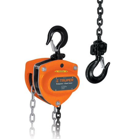  Tecle Industrial 1/2 Toneladas, Doble Trinquete, Mecanismo de triple engranaje, Peso 9.3kg, POL-1/2 16823 Truper 283.050847 Tec