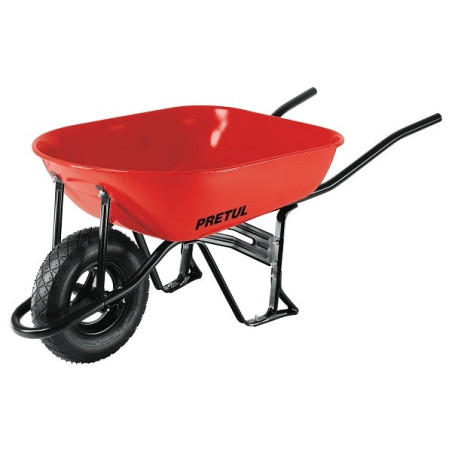  Carretilla 5.5ft 80L 350kg, LlantaNeumatica16X4" Bastidor bipartido 3Comp Roja, Pretul 20627 154.237288 Carretilla 5.5ft 80L 35