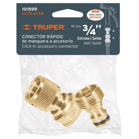  Conectores Rapidos Sistema Click E3/4 2Piezas, Truper 101599 14.661017 Conectores Rapidos Sistema Click E3/4 2Piezas, Truper 10
