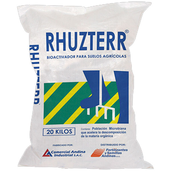 Rhuzterr 20Kg, Materia Organica+Microorganismos de suelo+Sustancias Humicas, Fertilizante Solido Polvo Humedo, FSA