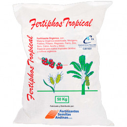 Fertiphos Tropical 50Kg, Fosfato Natural Organico+Microelementos+Microorganismos efectivos, Fertilizante Solido Granulado, FSA