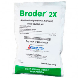 Broder 2X 1Kg, Bacillus thuringiensis var. Kurstaki Insecticida Biologico accion ingestion, CAISAC