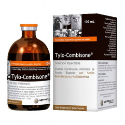 Tylo-Combisone 100ml, Antibiotico Antiinflamatorio Antihistaminico Inyectable, Agrovet